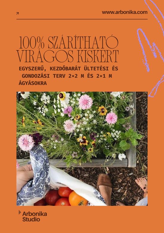 100% Szárítható Virágos Kiskert : Kezdőbarát ültetési és gondozási terv (PDF, 2×2 m és 2×1 m)